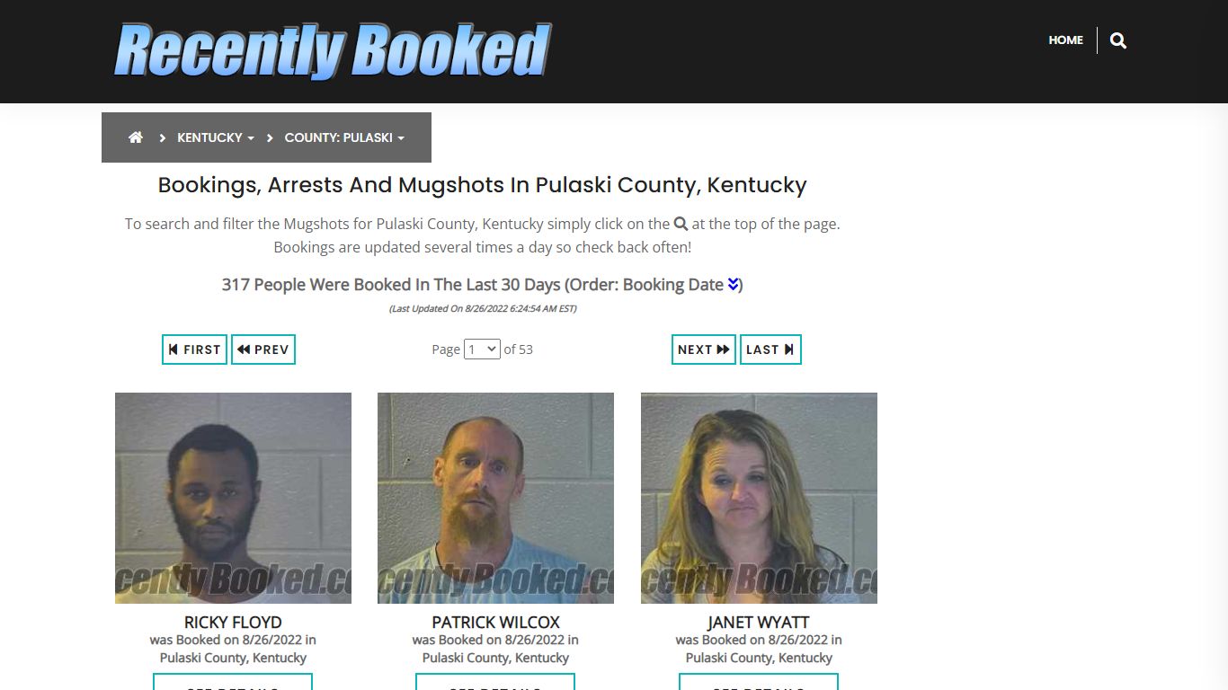 Bookings, Arrests and Mugshots in Pulaski County, Kentucky